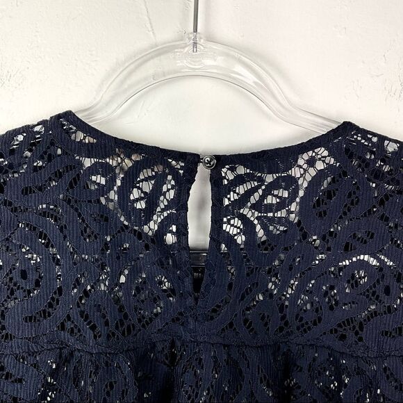 LOFT Dark Blue Lace Crochet 3/4 Sleeve Top XS - Picture 3 of 5
